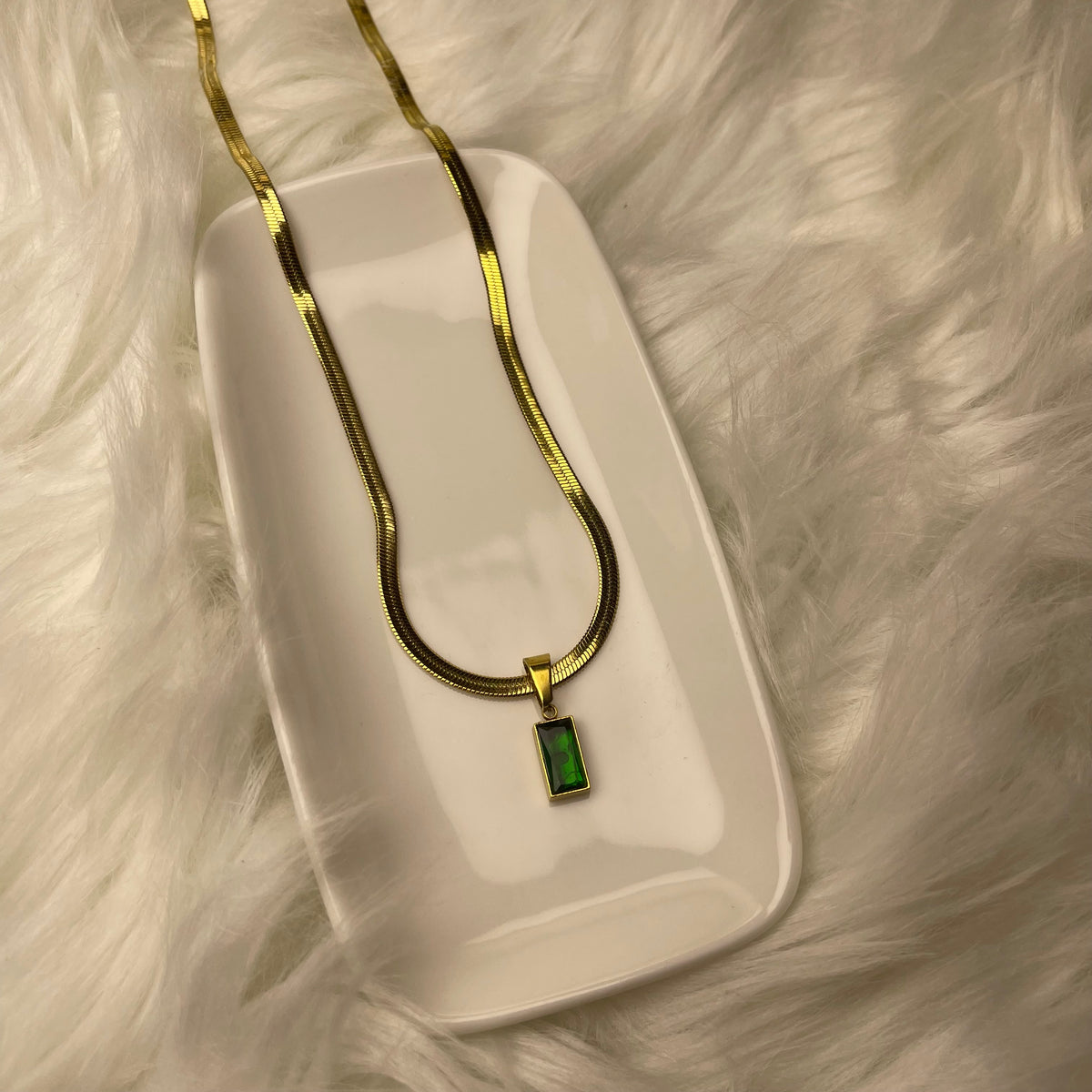 Emerald Stainless steel Pendent